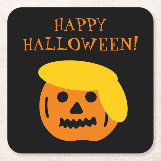 Happy Halloween Trump pompoenkop Kartonnen Onderzetters (Voorkant)
