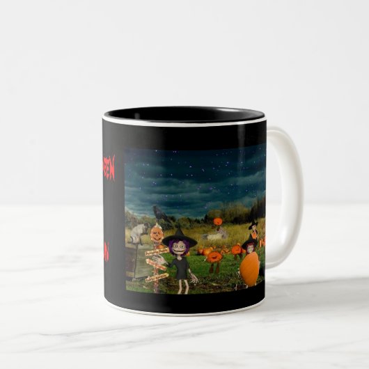 Happy Halloween Tweekleurige Koffiemok (Voorkant rechts)