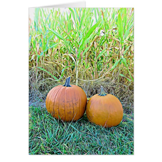 Happy Halloween Two Cute Pumpkins Card (Voorkant)