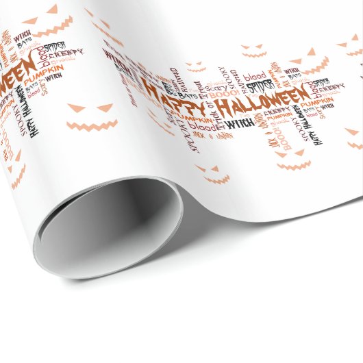 Happy Halloween Typografie Cadeaupapier (Rol Hoek)