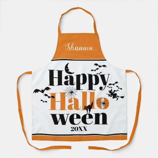 Happy Halloween-typografie en  elementen Schort (Voorkant)
