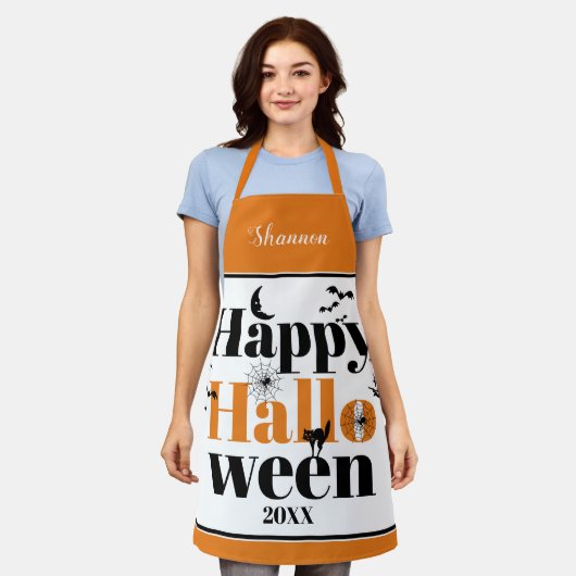 Happy Halloween-typografie en  elementen Schort (Gedragen)