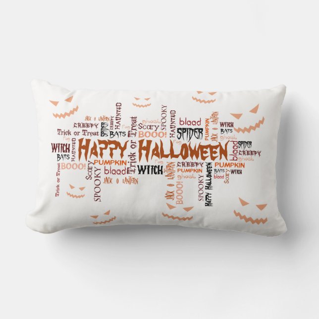 Happy Halloween Typografie Kussen (Voorkant)