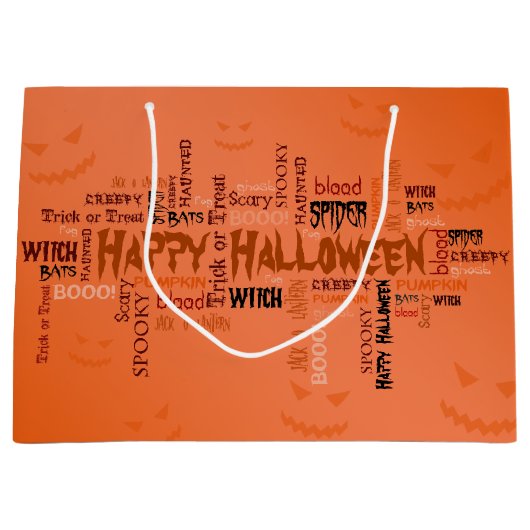 Happy Halloween Typografie Large Cadeautasje (Voorkant)