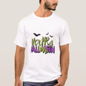 Happy Halloween Typografie met Bats Green ID685 T-shirt (Voorkant)