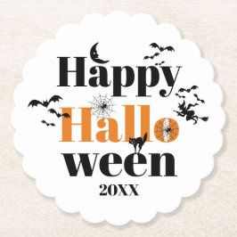 Happy Halloween-typografie met  elementen Kartonnen Onderzetters