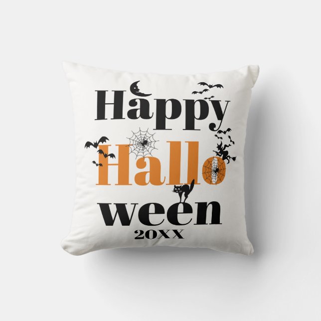 Happy Halloween-typografie met  elementen Kussen (Voorkant)