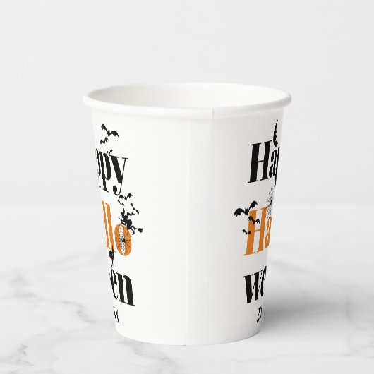 Happy Halloween-typografie met  elementen Papieren Bekers (Rechts)