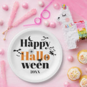 Happy Halloween-typografie met elementen Papieren Bordje (Feest)