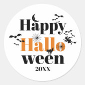 Happy Halloween-typografie met  elementen Ronde Sticker (Voorkant)