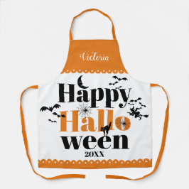 Happy Halloween-typografie met  elementen Schort