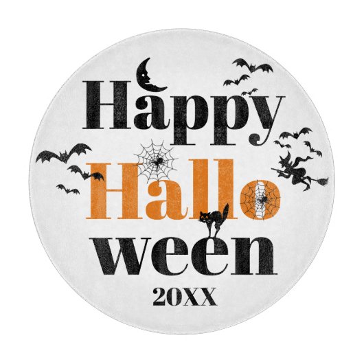 Happy Halloween-typografie met  elementen Snijplank (Voorkant)