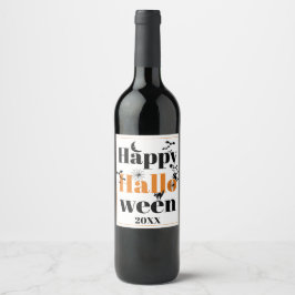 Happy Halloween-typografie met  elementen Wijn Etiket