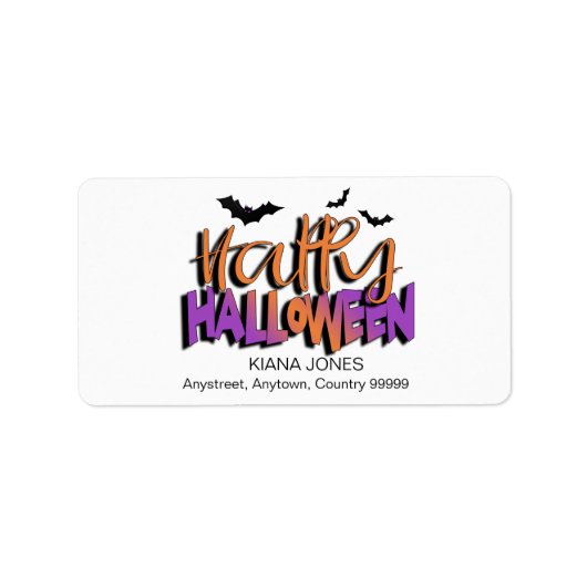 Happy Halloween Typografie met Oranje ID685-vlekke Etiket (Voorkant)