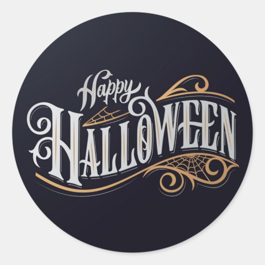 Happy Halloween Typografie Ronde Sticker (Voorkant)