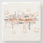 Happy Halloween Typografie Stenen Onderzetter (Voorkant)