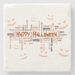 Happy Halloween Typografie Stenen Onderzetter