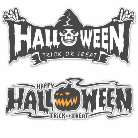 Happy Halloween Typografie Sticker (Voorkant)