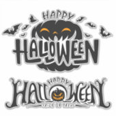 Happy Halloween Typografie Sticker (Voorkant)