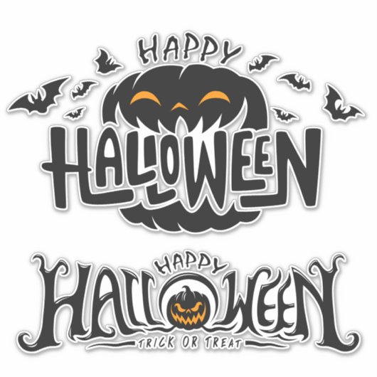 Happy Halloween Typografie Sticker (Voorkant)