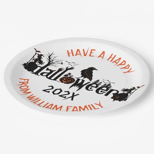 Happy Halloween Typografie & Symbols Design Papieren Bordje (Gekanteld)