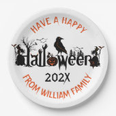 Happy Halloween Typografie & Symbols Design Papieren Bordje (Voorkant)