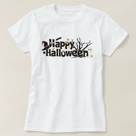 Happy Halloween Typografie T-shirt (Design voorkant)