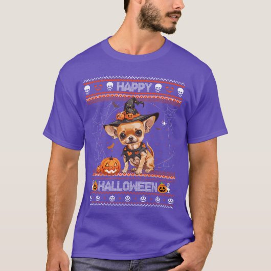 Happy Halloween Ugly Chihuahua Howloween Pumpkin D T-shirt (Voorkant)