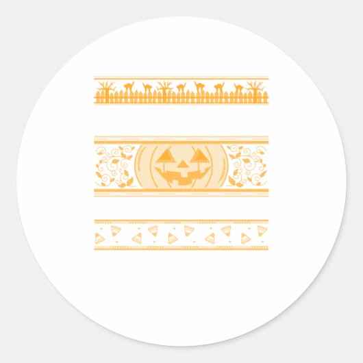 Happy Halloween Ugly ter Design Pumpkins Ronde Sticker (Voorkant)