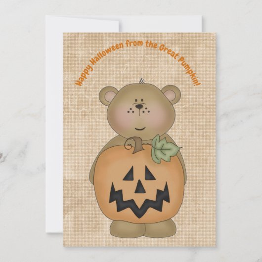 Happy Halloween uit Great Pumpkin Teddy Bear Kaart (Voorkant)