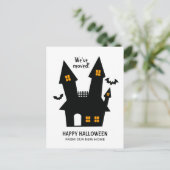 Happy Halloween uit onze nieuwe thuisbeweging Aankondigingskaart (Staand voorkant)