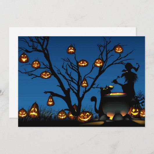 Happy Halloween Uitnodiging (Voorkant / Achterkant)