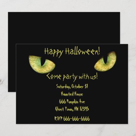 Happy Halloween Uitnodiging (Voorkant / Achterkant)