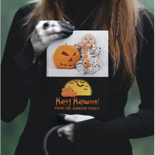 Happy Halloween Vakantie Baby Familie Foto Feestdagenkaart