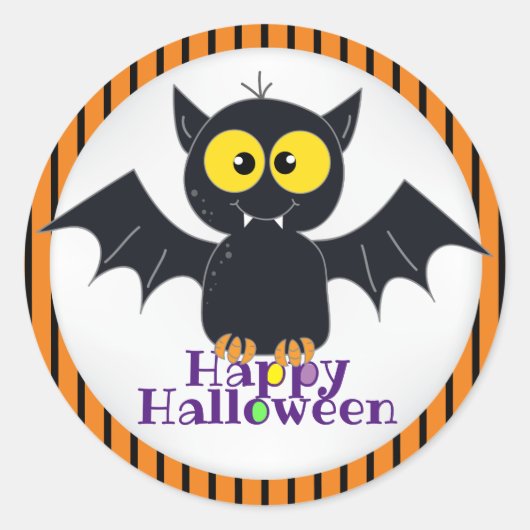 Happy Halloween Vampire Bat Sticker (Voorkant)