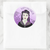 Happy Halloween Vampire en spiderwebben Ronde Sticker (Tas)