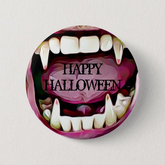 Happy Halloween Vampire Fangs Button (Voorkant)