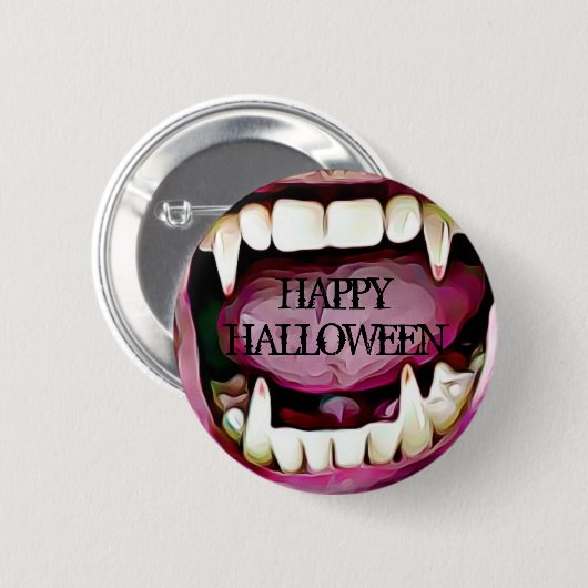 Happy Halloween Vampire Fangs Button (Voorkant /achterkant)