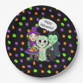 Happy Halloween Vampire, heks, Mummy Polka Dot Papieren Bordje (Voorkant)
