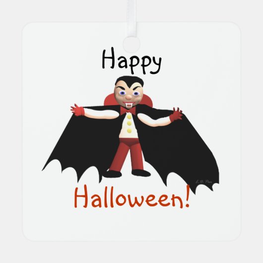 Happy Halloween Vampire Metalen Ornament (Voorkant)