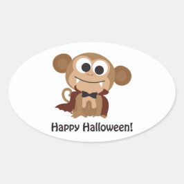 Happy Halloween! Vampire Monkey Ovale Sticker