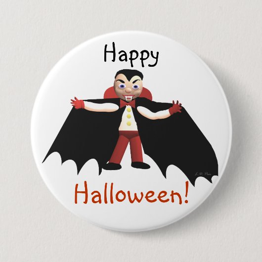 Happy Halloween Vampire Ronde Button 7,6 Cm (Voorkant)