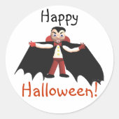 Happy Halloween Vampire Ronde Sticker (Voorkant)