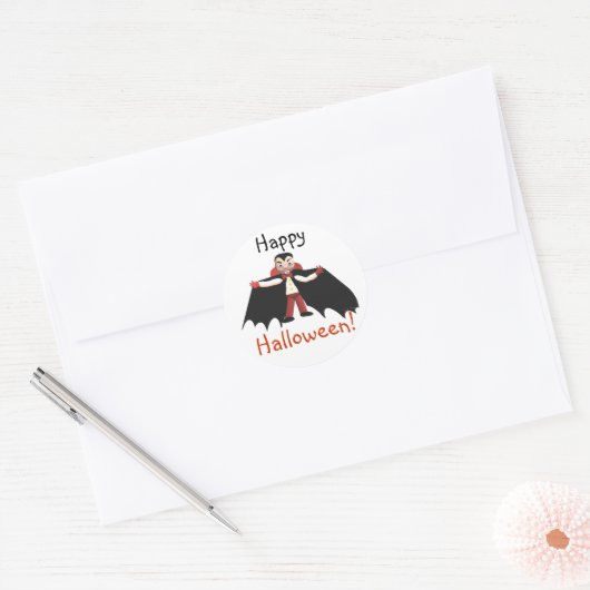 Happy Halloween Vampire Ronde Sticker (Envelop)