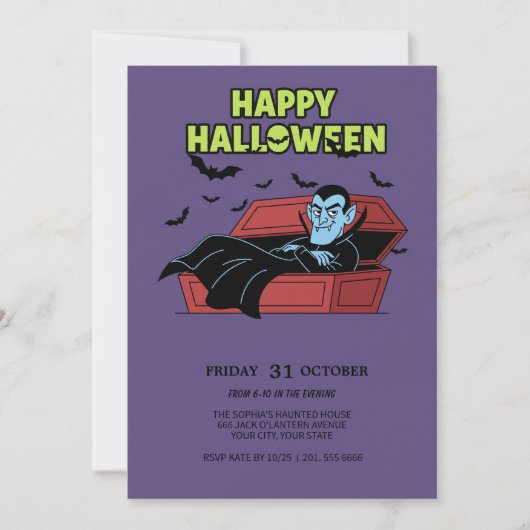 Happy Halloween Vampire Uitnodigen Kaart (Voorkant)