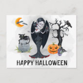 Happy Halloween Vampire Waterverf Briefkaart (Voorkant)