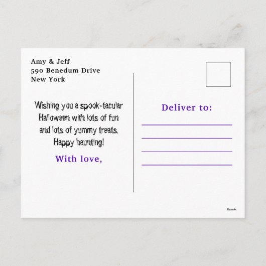 Happy Halloween Vampires Paars Feestdagenkaart (Achterkant)