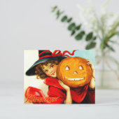 Happy Halloween van de Witch in Red Briefkaart (Staand voorkant)