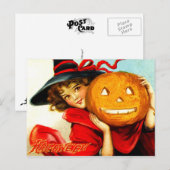 Happy Halloween van de Witch in Red Briefkaart (Voorkant / Achterkant)