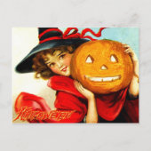 Happy Halloween van de Witch in Red Briefkaart (Voorkant)
